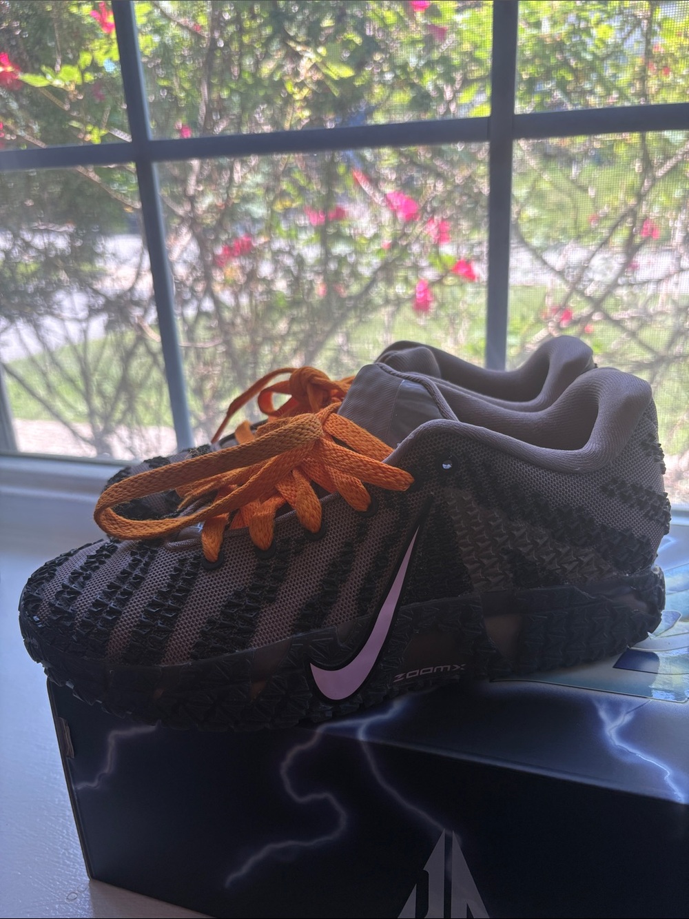JA 3 Nike Big Kids Sneakers in Gray with Orange Laces - Picture 7 of 10
